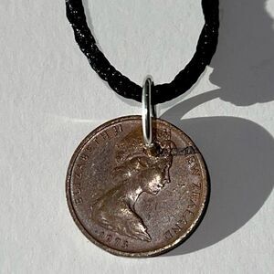 GENUINE NEW ZEALAND 1 CENT COIN NECKLACE ON BLACK SILK CORD